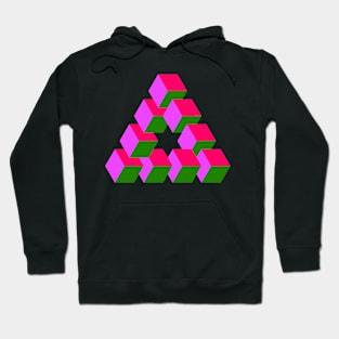 Cubes Optical Illusion in Purple, Pink and Green Hoodie